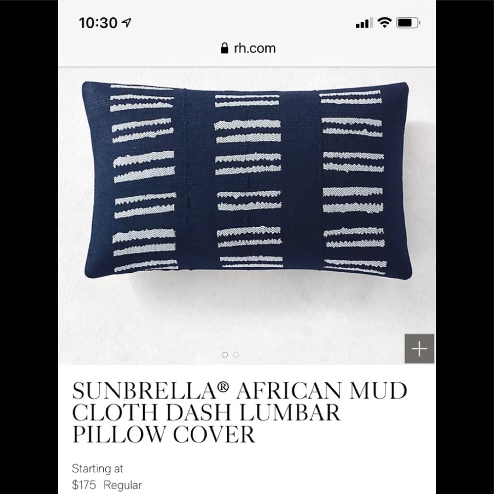 Restoration hardware Sunbrella  lumbar pillow NEW